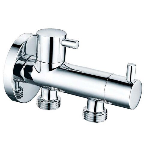 JD-JF3001 Double Outlet Three Way Chromium Plated Brass Wall Stop Valve for Bathroom Bidet Shower