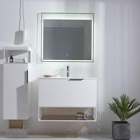 JD-MUG1803-800 Pedestal Sink Solid Wood Vanity Wall Mounted Bathroom Cabinet