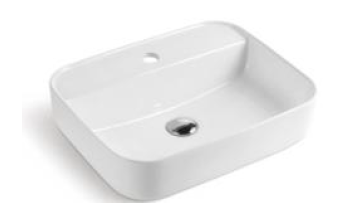 JD-13402 Bathroom Vessel Sink Above Counter Square White Ceramic Countertop Sink