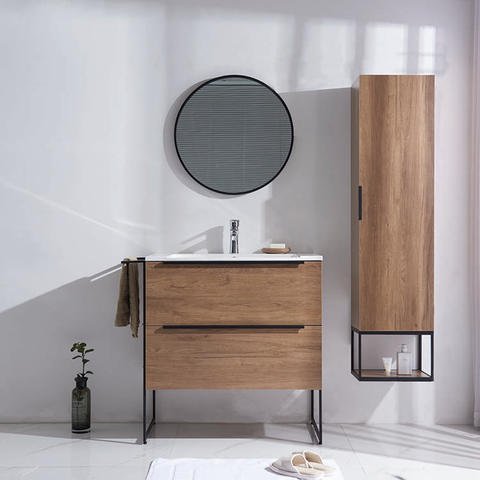 JD-MDG1801-800 Minimalist Bathroom Mirror Cabinet with Side Counters